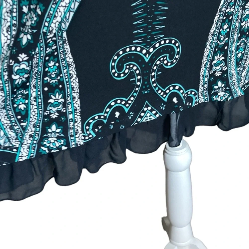 STYLE & CO SLEEVELESS EMBELLISHED ROUND NECK TURQUOISE & BLACK TUNIC SIZE L - Picture 6 of 15